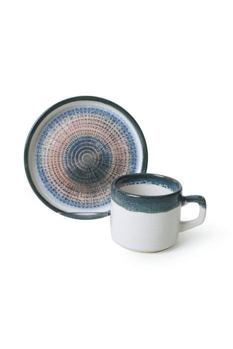 Hermia Juego de tazas de té Blanco y azul oscuro (12 piezas)